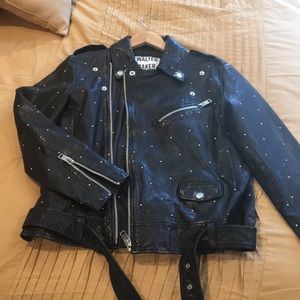 Walter Baker Black Studded Leather Biker Jacket